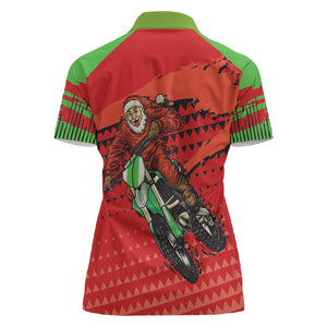 Afro Santa Braaap Women Polo Shirt Motorcross Christmas