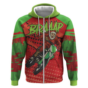 Afro Santa Braaap Zip Hoodie Motorcross Christmas