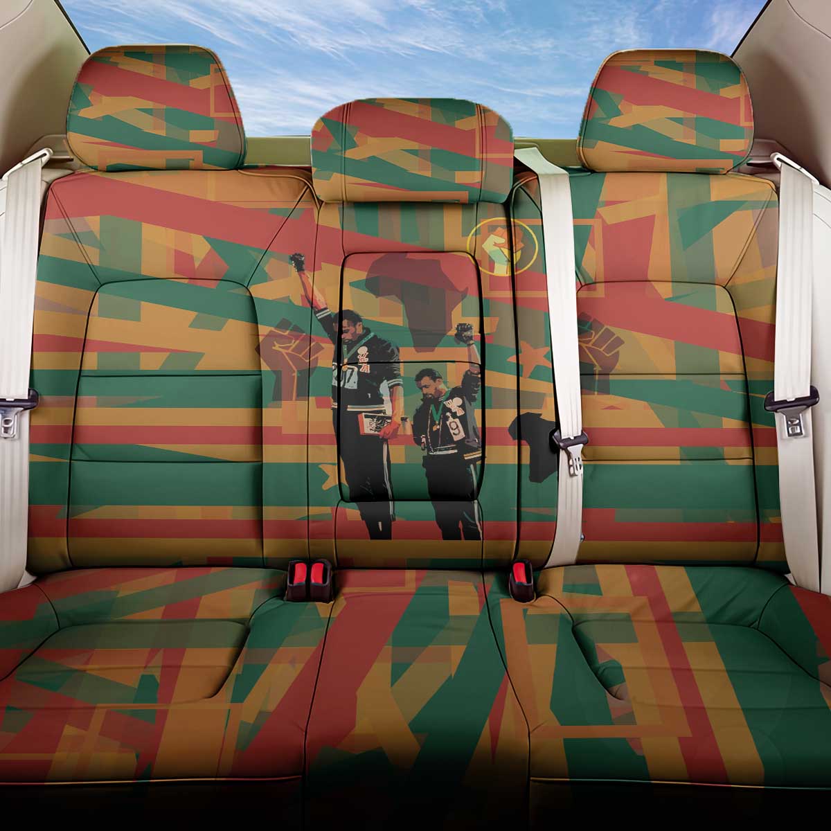 African American 1968 Back Car Seat Cover Black Power Fists of Freedom
