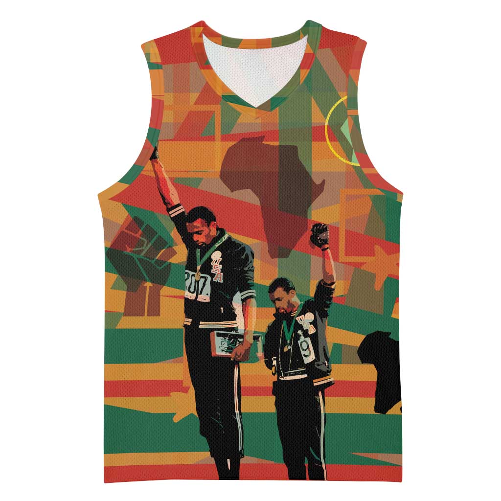 African American 1968 Basketball Jersey Black Power Fists of Freedom - African Pride
