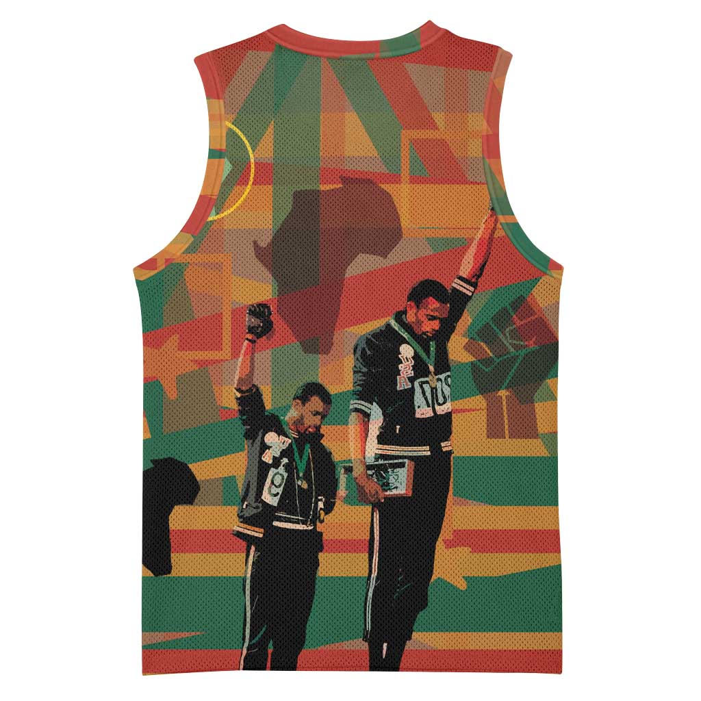 African American 1968 Basketball Jersey Black Power Fists of Freedom - African Pride