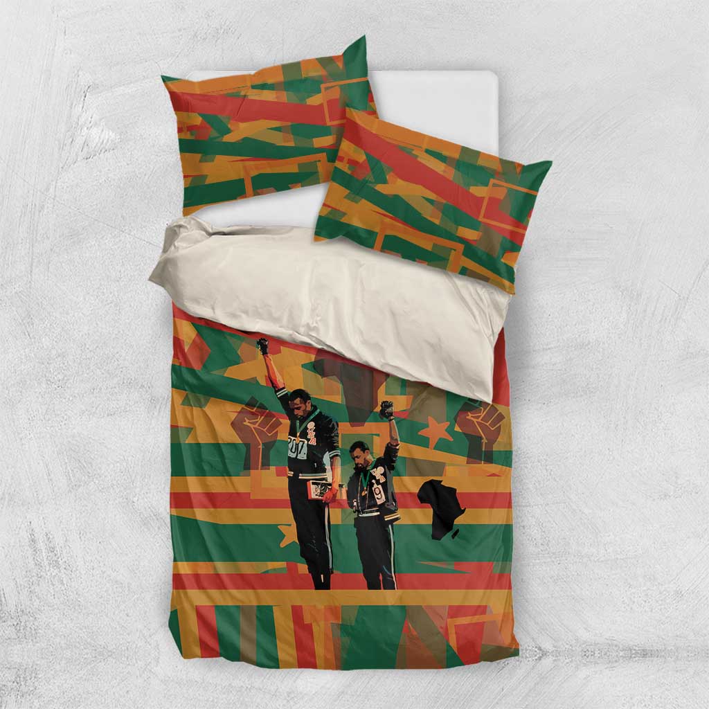 African American 1968 Bedding Set Black Power Fists of Freedom