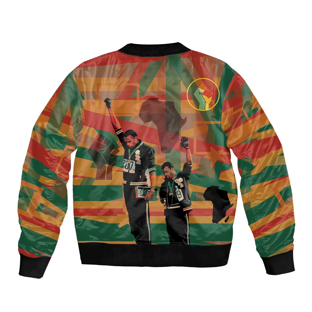 African American 1968 Bomber Jacket Black Power Fists of Freedom