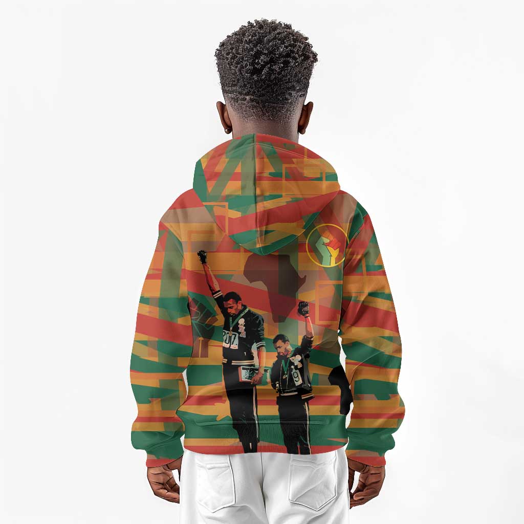 African American 1968 Kid Hoodie Black Power Fists of Freedom