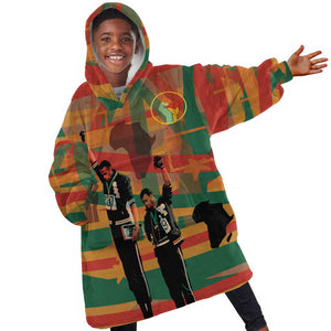 African American 1968 Kid Wearable Blanket Hoodie Black Power Fists of Freedom