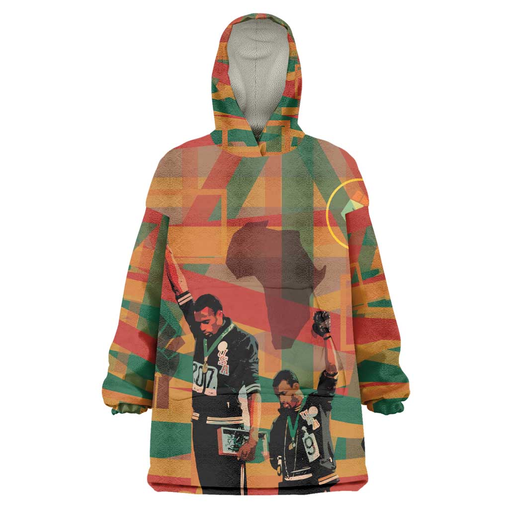 African American 1968 Kid Wearable Blanket Hoodie Black Power Fists of Freedom