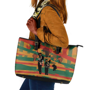 African American 1968 Leather Tote Bag Black Power Fists of Freedom