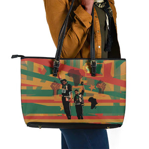 African American 1968 Leather Tote Bag Black Power Fists of Freedom