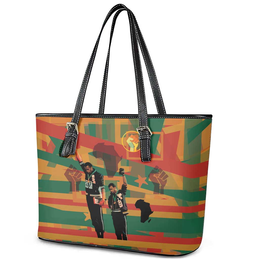 African American 1968 Leather Tote Bag Black Power Fists of Freedom
