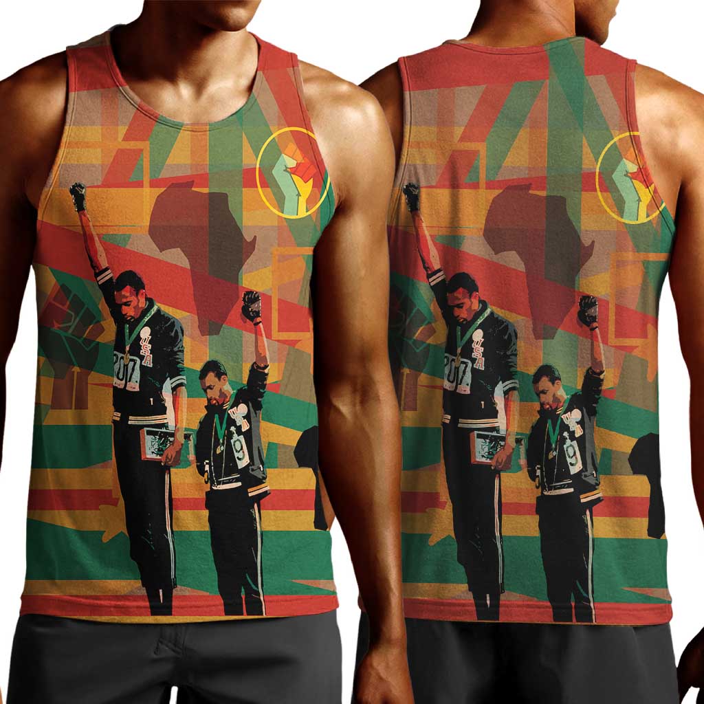 African American 1968 Men Tank Top Black Power Fists of Freedom