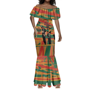 African American 1968 Mermaid Dress Black Power Fists of Freedom