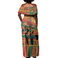 African American 1968 Off Shoulder Maxi Dress Black Power Fists of Freedom