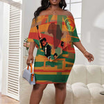 African American 1968 Off Shoulder Short Dress Black Power Fists of Freedom
