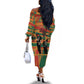 African American 1968 Off The Shoulder Long Sleeve Dress Black Power Fists of Freedom