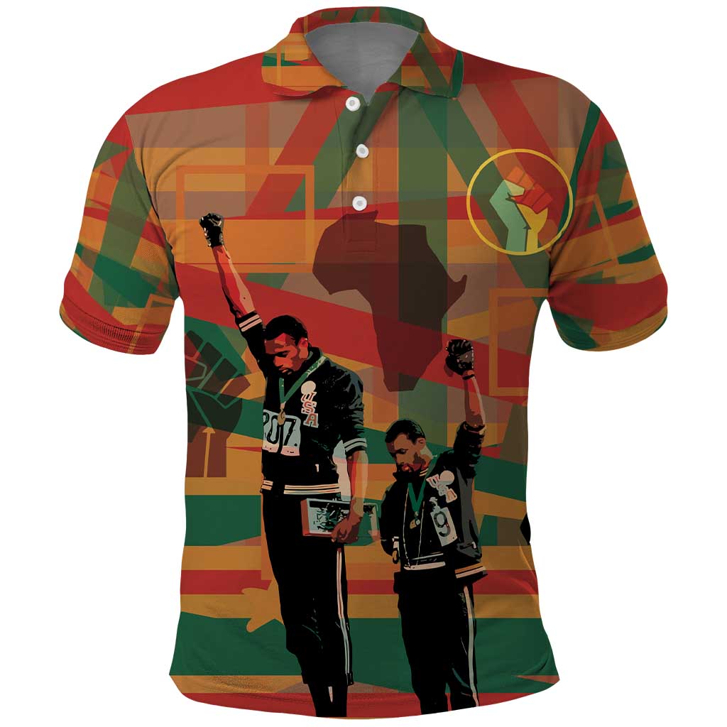 African American 1968 Polo Shirt Black Power Fists of Freedom