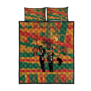 African American 1968 Quilt Bed Set Black Power Fists of Freedom