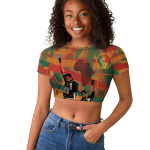 African American 1968 Raglan Cropped T shirt Black Power Fists of Freedom