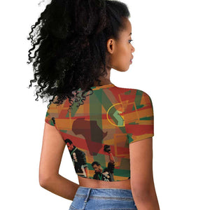 African American 1968 Raglan Cropped T shirt Black Power Fists of Freedom