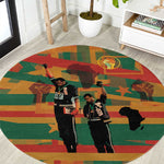 African American 1968 Round Carpet Black Power Fists of Freedom