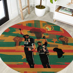 African American 1968 Round Carpet Black Power Fists of Freedom