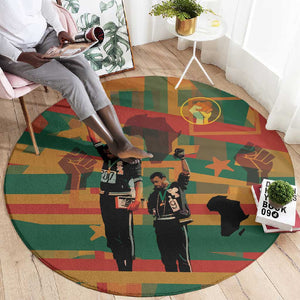 African American 1968 Round Carpet Black Power Fists of Freedom