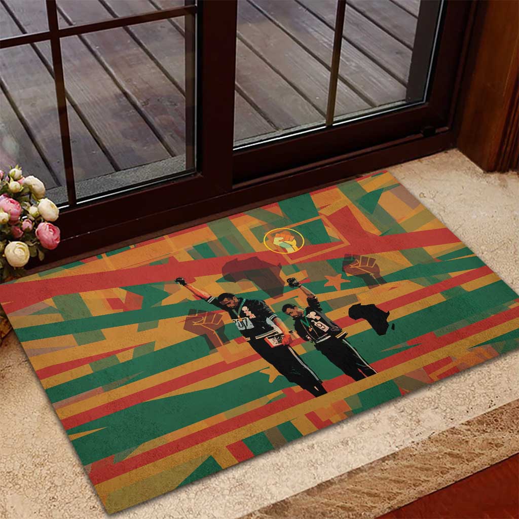 African American 1968 Rubber Doormat Black Power Fists of Freedom