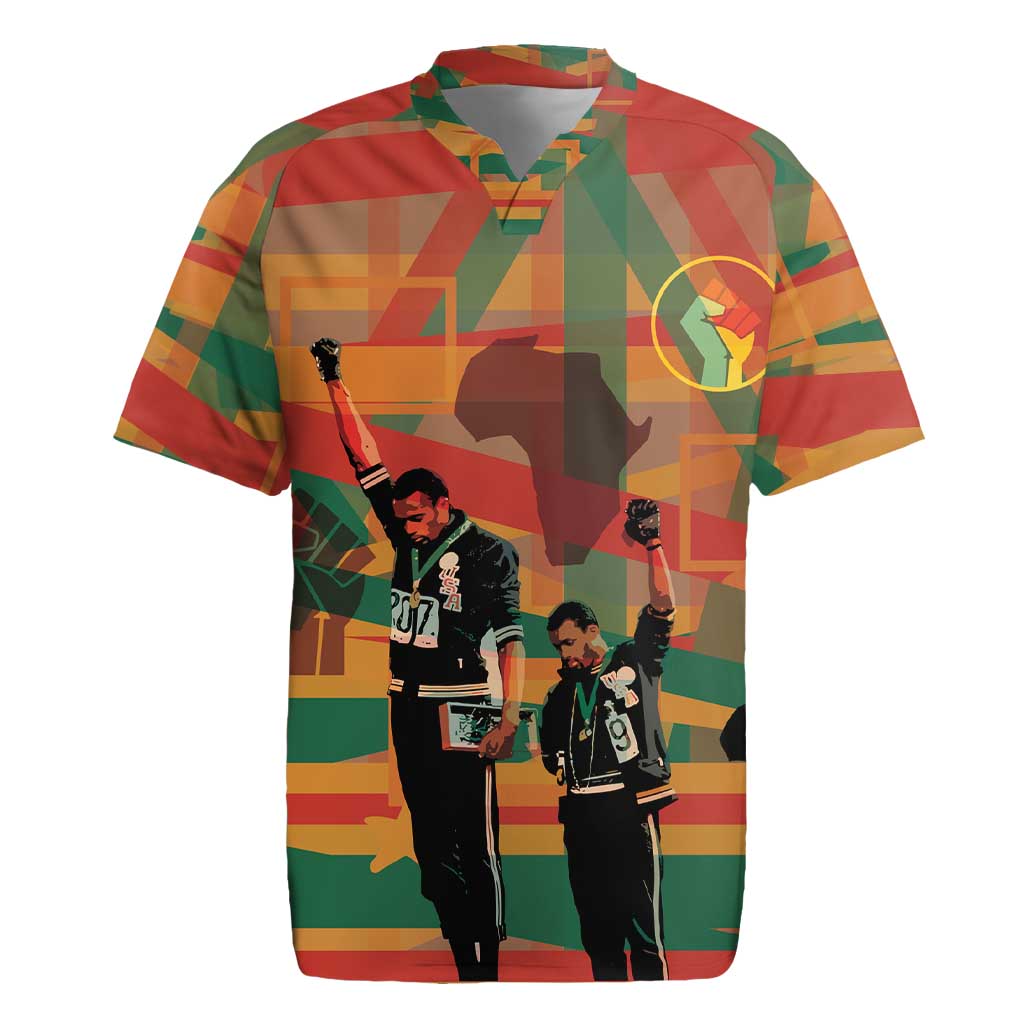 African American 1968 Rugby Jersey Black Power Fists of Freedom
