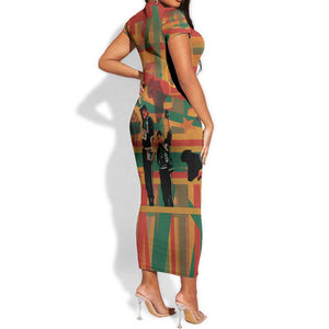 African American 1968 Short Sleeve Bodycon Dress Black Power Fists of Freedom DT03