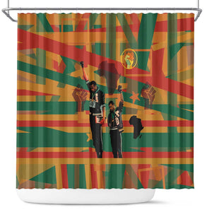 African American 1968 Shower Curtain Black Power Fists of Freedom