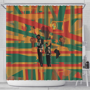 African American 1968 Shower Curtain Black Power Fists of Freedom