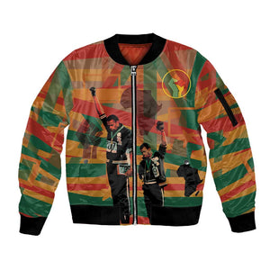 African American 1968 Sleeve Zip Bomber Jacket Black Power Fists of Freedom