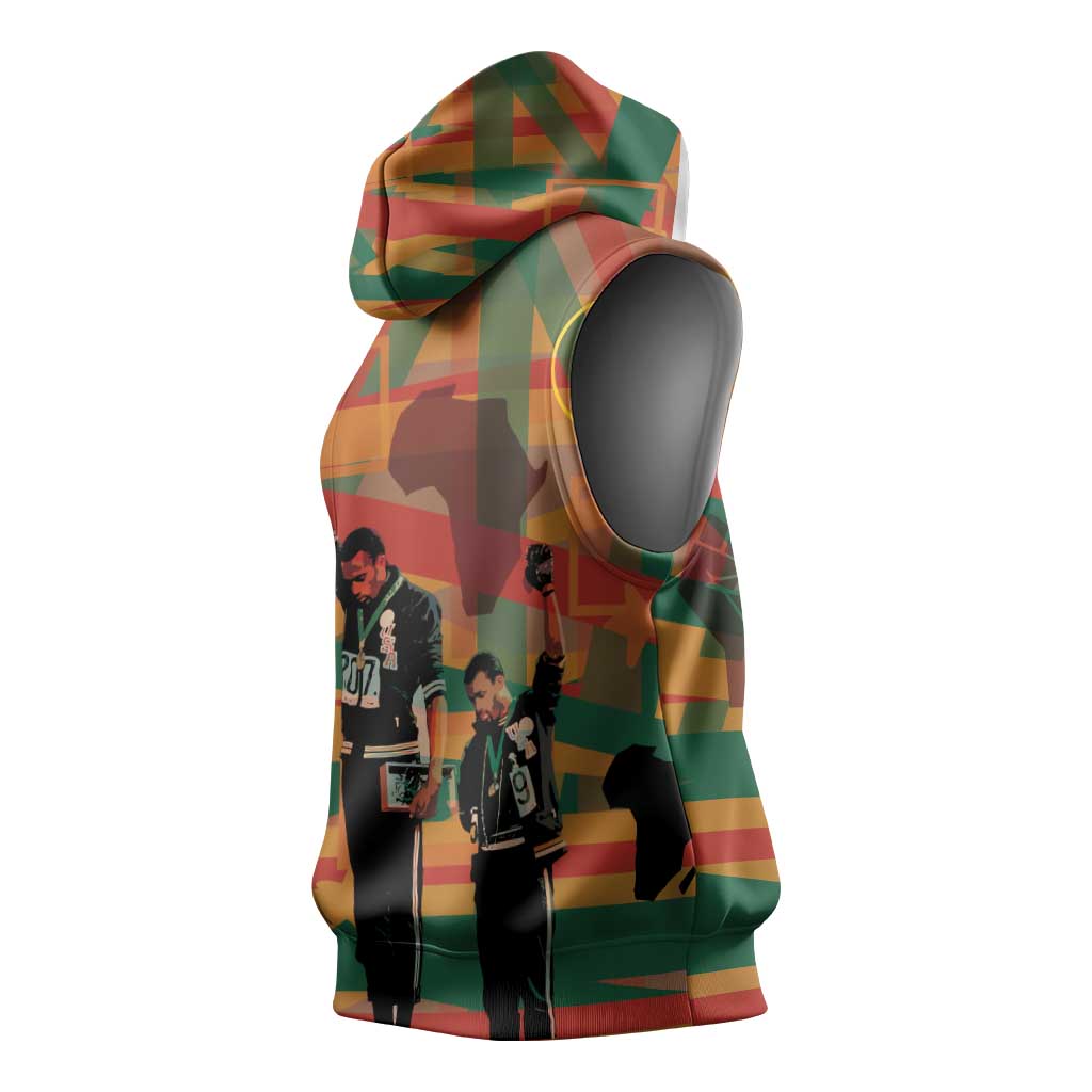 African American 1968 Sleeveless Hoodie Black Power Fists of Freedom - African Pride