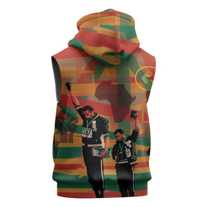 African American 1968 Sleeveless Zip Hoodie Black Power Fists of Freedom - African Pride
