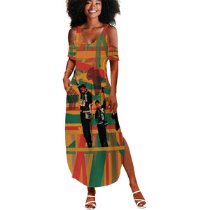 African American 1968 Summer Maxi Dress Black Power Fists of Freedom