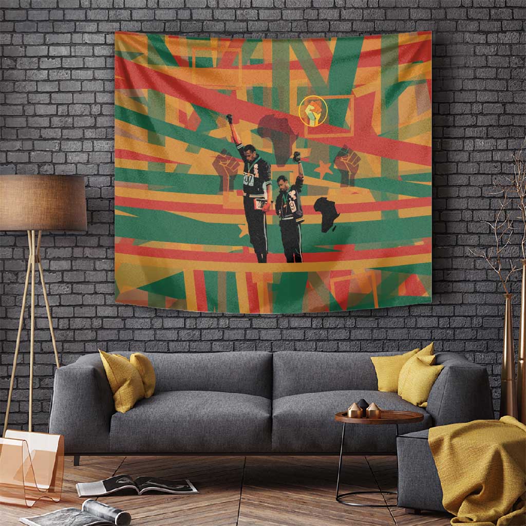 African American 1968 Tapestry Black Power Fists of Freedom