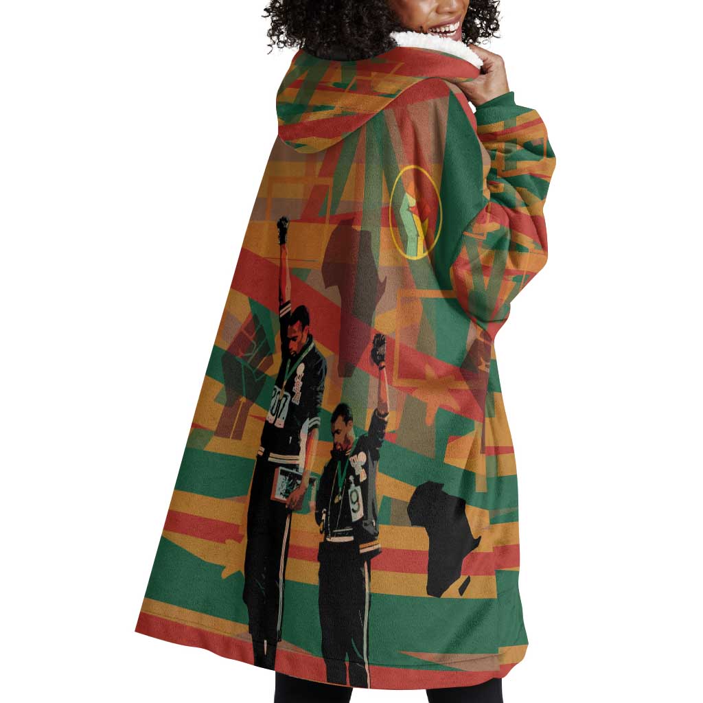 African American 1968 Wearable Blanket Hoodie Black Power Fists of Freedom