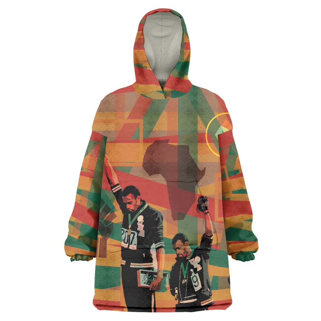 African American 1968 Wearable Blanket Hoodie Black Power Fists of Freedom