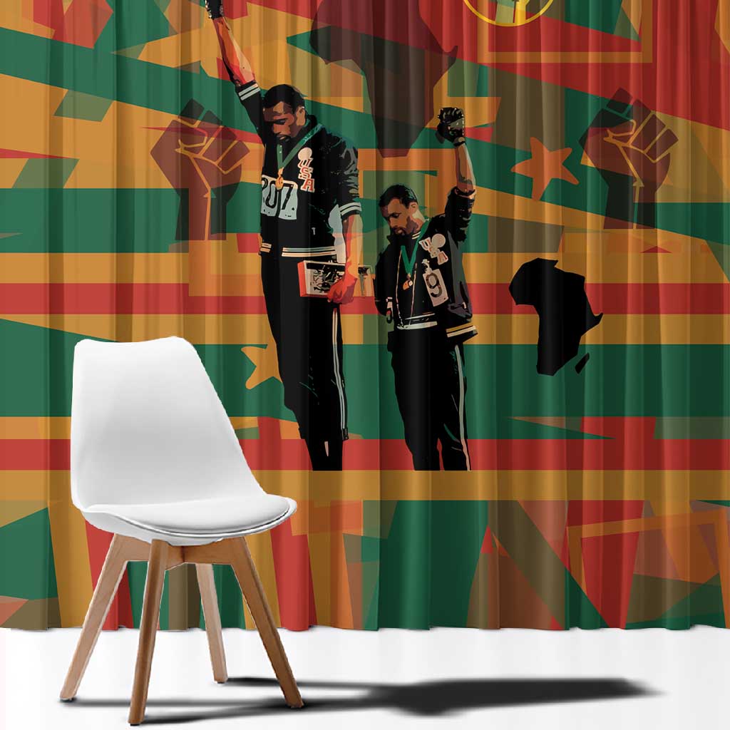 African American 1968 Window Curtain Black Power Fists of Freedom