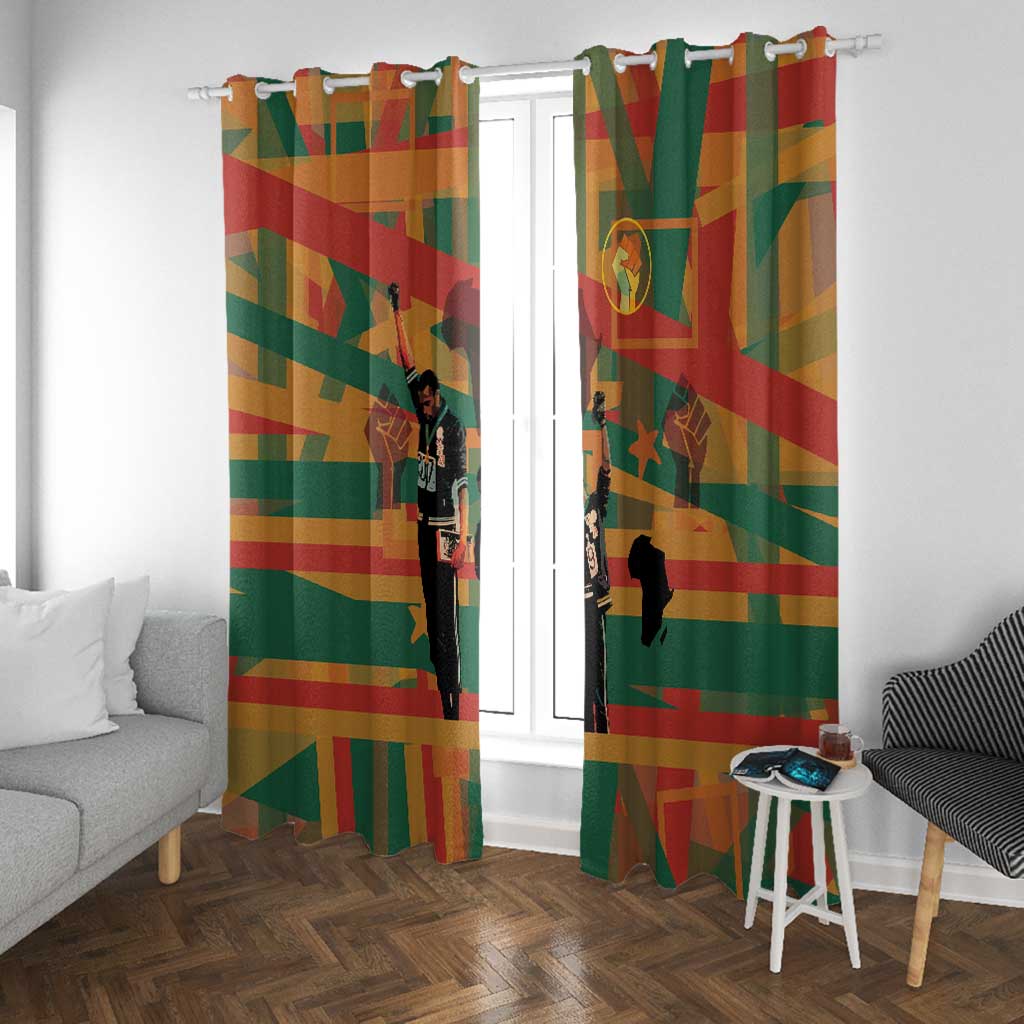 African American 1968 Window Curtain Black Power Fists of Freedom