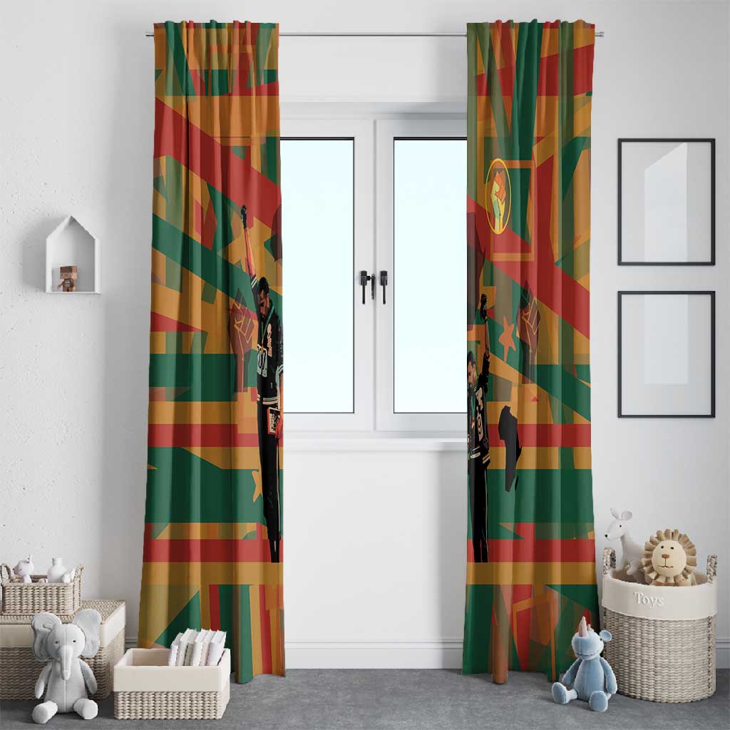 African American 1968 Window Curtain Black Power Fists of Freedom