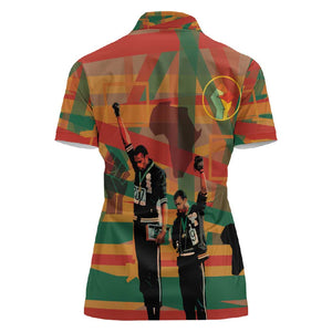 African American 1968 Women Polo Shirt Black Power Fists of Freedom