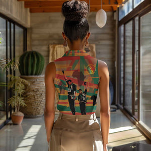 African American 1968 Women Sleeveless Polo Shirt Black Power Fists of Freedom