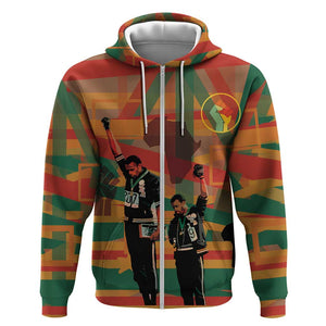 African American 1968 Zip Hoodie Black Power Fists of Freedom