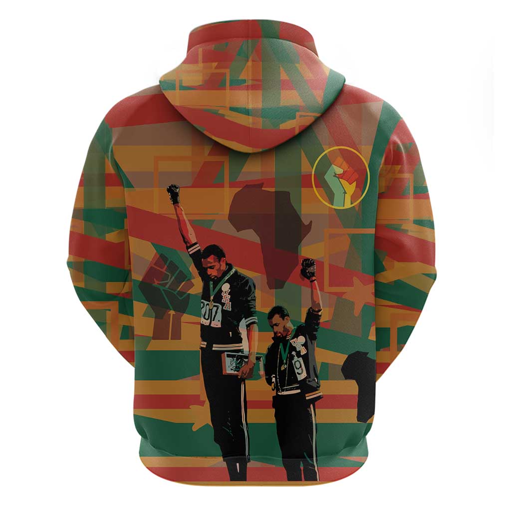 African American 1968 Zip Hoodie Black Power Fists of Freedom