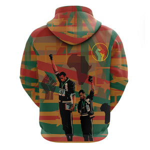 African American 1968 Zip Hoodie Black Power Fists of Freedom