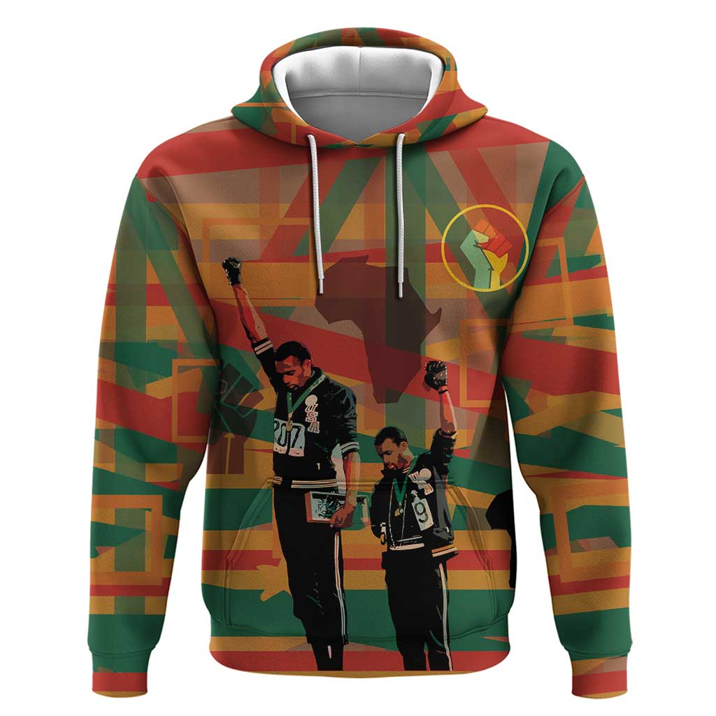 African American 1968 Zip Hoodie Black Power Fists of Freedom