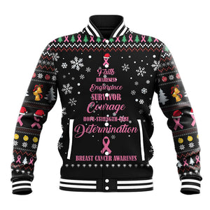 Christmas Tree Breast Cancer Afro Baseball Jacket Survivor African