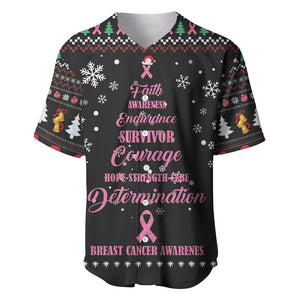 Christmas Tree Breast Cancer Afro Baseball Jersey Survivor African