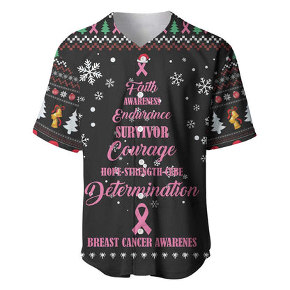 Christmas Tree Breast Cancer Afro Baseball Jersey Survivor African