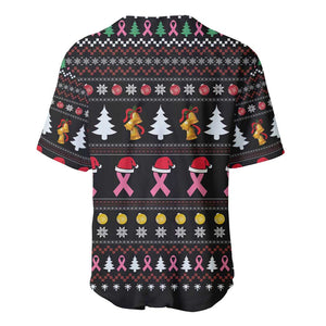 Christmas Tree Breast Cancer Afro Baseball Jersey Survivor African